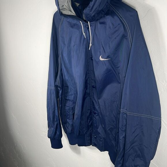 🔥 Vintage 90’s NIKE Nylon Hoodie Polyester Fleece Lined Snap Jacket - Sz M -EUC - Picture 3 of 13